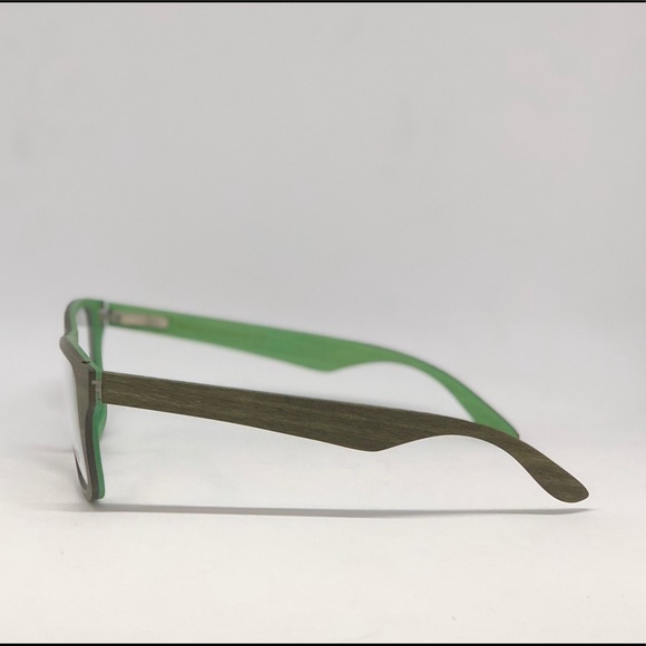 FEB31st Green Wood Eyeglasses w/case // 52 18 140 - Picture 3 of 7